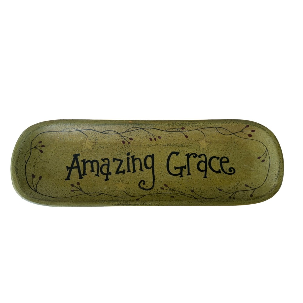 Hearthside Collection Decorative Tray Donna White Amazing Grace Green vintage